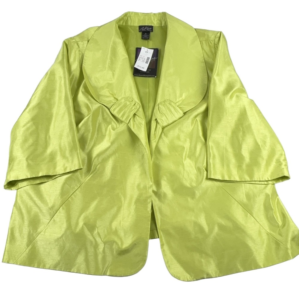 Russell Kemp Jacket Womens 4X Lime Green Wide Collar 3/4 Sleeve Polyester NWT